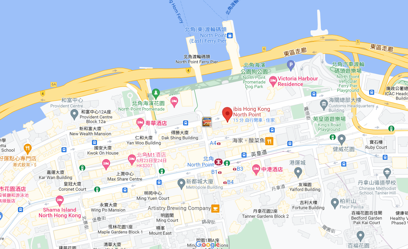 宜必思香港北角酒店 地圖